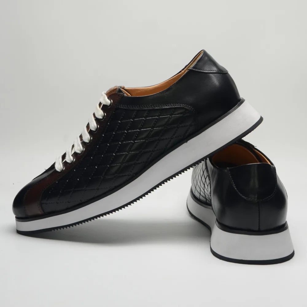 Men's Plaid Leather Derby Sneakers