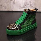 Men's Patent Leather High-Top Sneakers