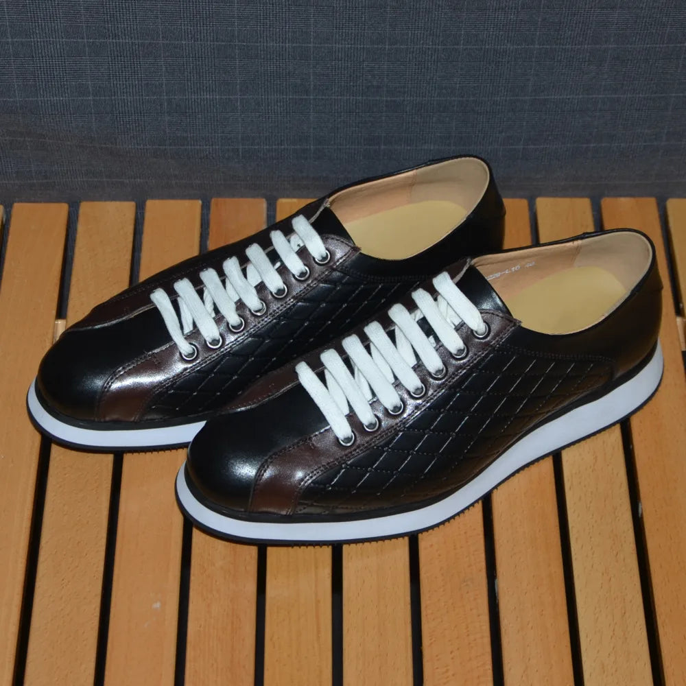 Men's Plaid Leather Derby Sneakers