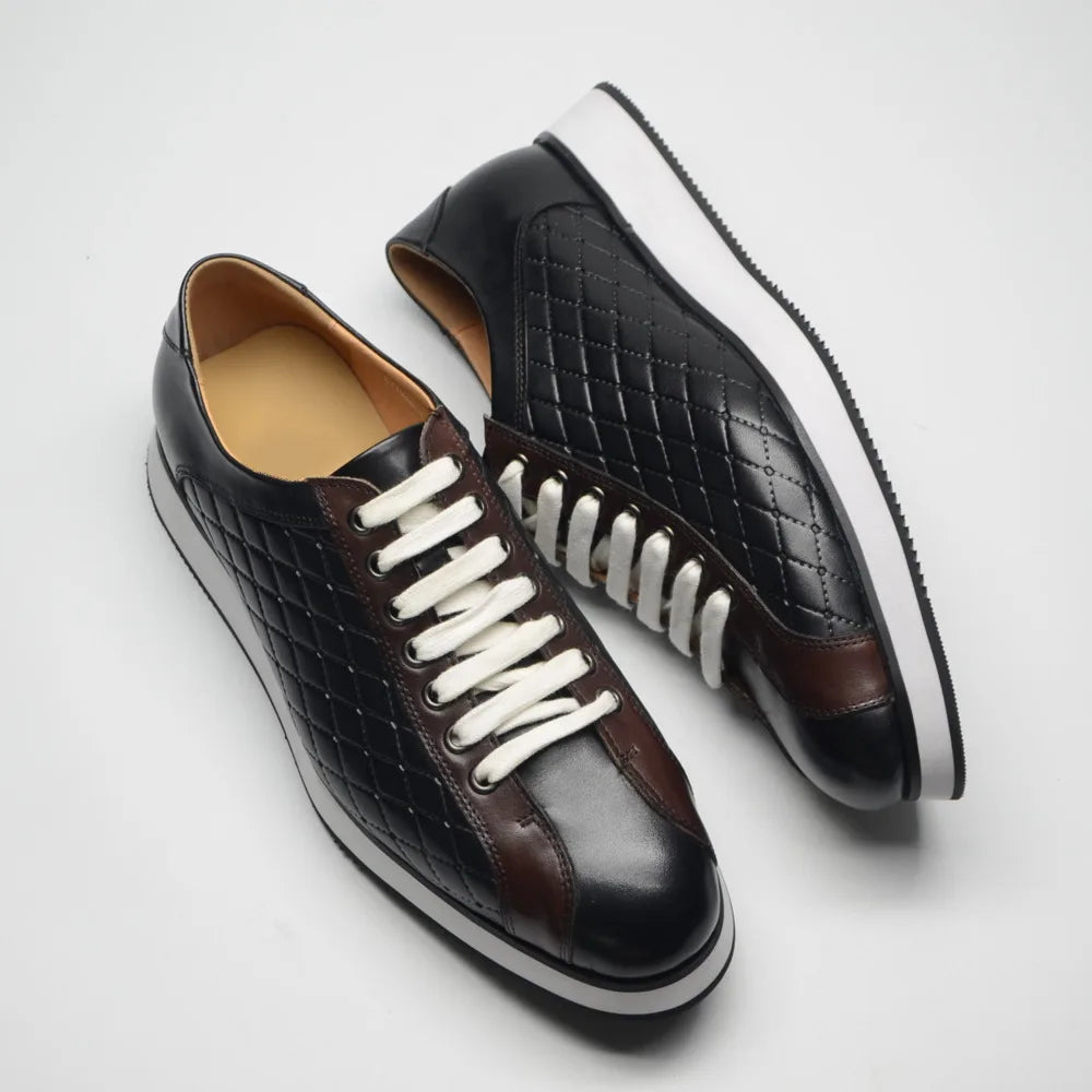Men's Plaid Leather Derby Sneakers