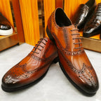 Men's Leather Brogue Oxford Dress Shoes