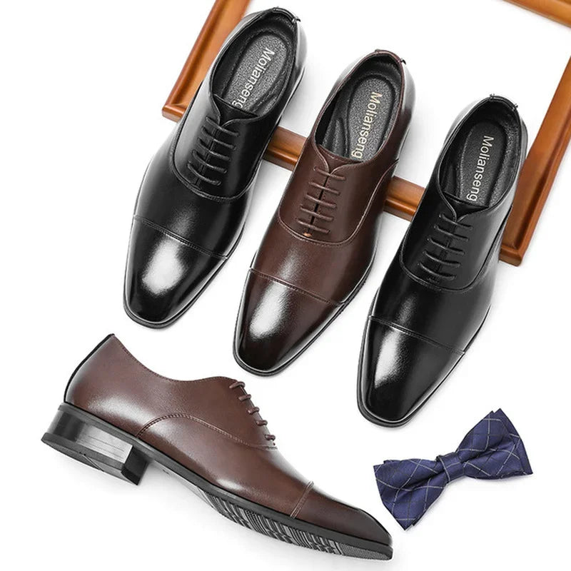 Men's Wide-Fit Leather Oxford Dress Shoes