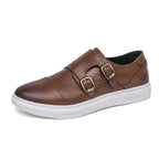 Men's Double Buckle Leather Loafers