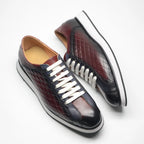 Men's Plaid Leather Derby Sneakers