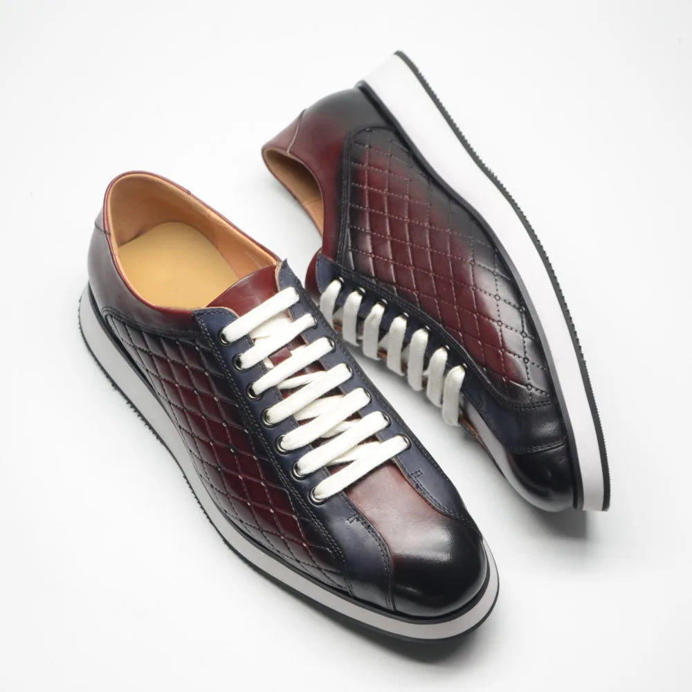 Men's Plaid Leather Derby Sneakers