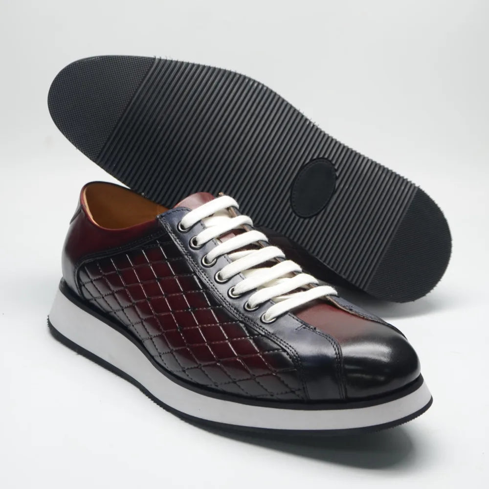 Men's Plaid Leather Derby Sneakers