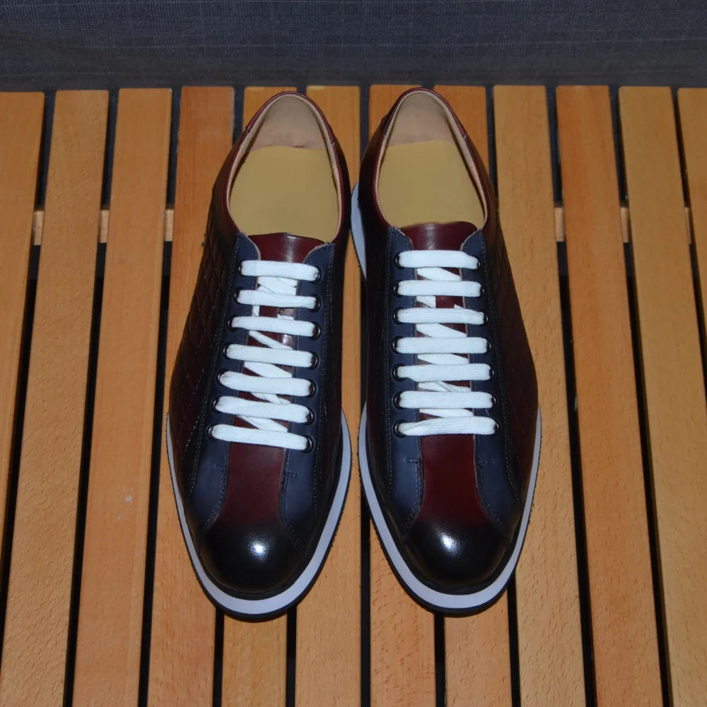 Men's Plaid Leather Derby Sneakers