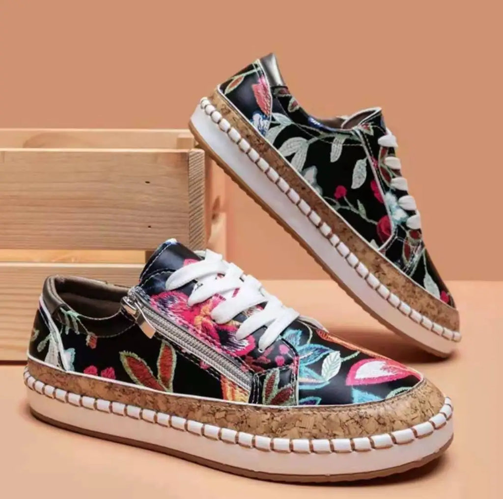 Women's Floral Print Canvas Sneakers