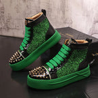 Men's Patent Leather High-Top Sneakers