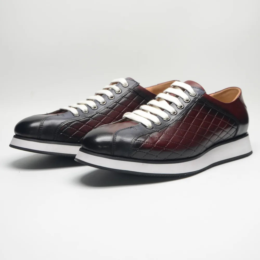 Men's Plaid Leather Derby Sneakers