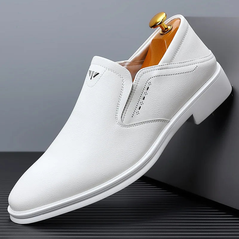 Men's Pointed Toe Two-Tone Leather Dress Shoes