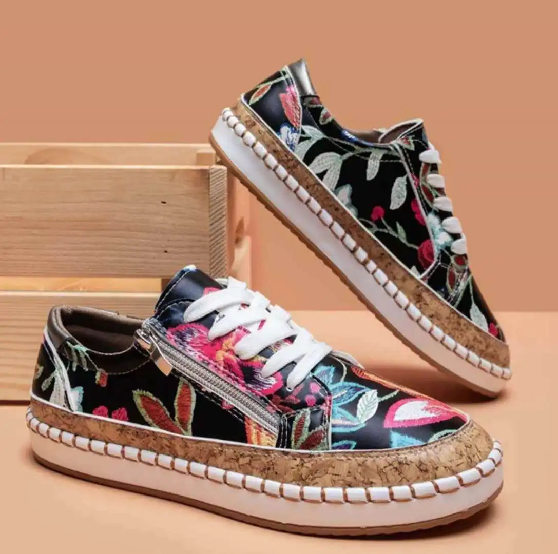 Women's Floral Print Canvas Sneakers
