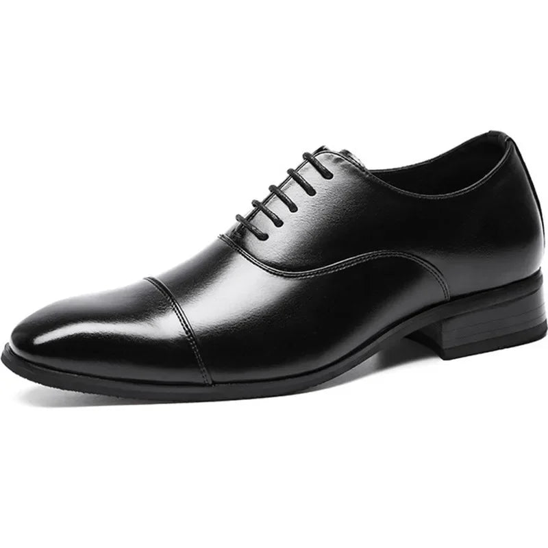 Men's Wide-Fit Leather Oxford Dress Shoes