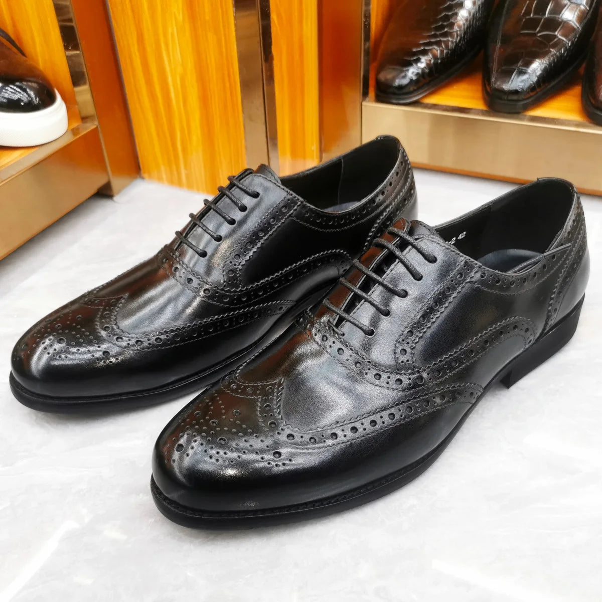 Men's Leather Brogue Oxford Dress Shoes