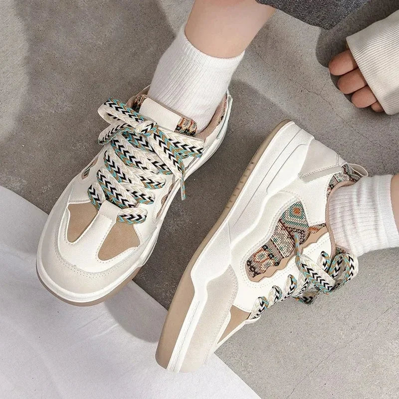 Women's Colorful Lace-Up Platform Sneakers