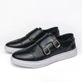 Men's Double Buckle Leather Loafers