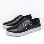 Men's Double Buckle Leather Loafers