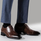 Men's Wide-Fit Leather Oxford Dress Shoes
