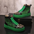 Men's Patent Leather High-Top Sneakers