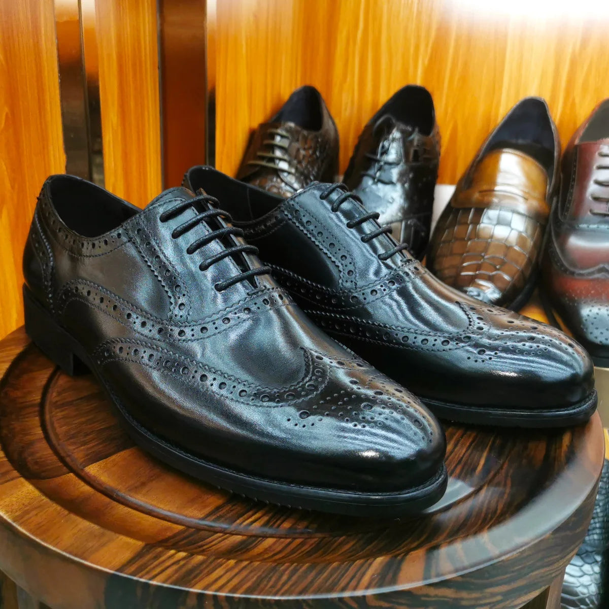 Men's Leather Brogue Oxford Dress Shoes