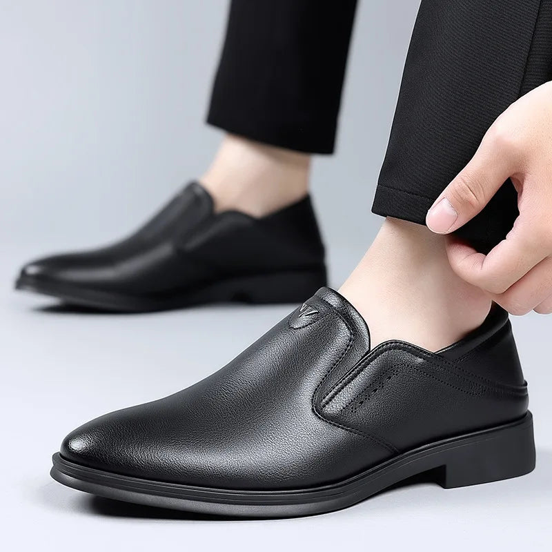 Men's Pointed Toe Two-Tone Leather Dress Shoes